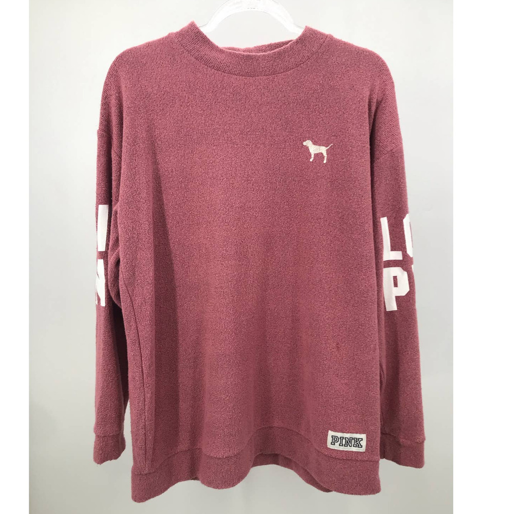 PINK Victoria's Secret Heathered Pink Textured High Neck Long Sleeve Shirt M